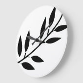 Zwart wit Home Decor Eenvoudig minimaal bladpatroo Grote Klok (Hoek)