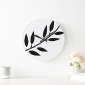 Zwart wit Home Decor Eenvoudig minimaal bladpatroo Grote Klok (Huis)
