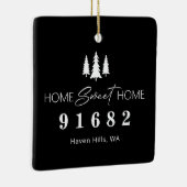 Zwart Wit Home Sweet Home Postcode Keramisch Ornament (Rechts)