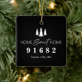 Zwart Wit Home Sweet Home Postcode Keramisch Ornament