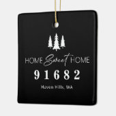 Zwart Wit Home Sweet Home Postcode Keramisch Ornament (Links)