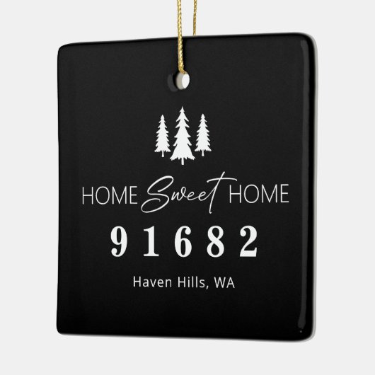 Zwart Wit Home Sweet Home Postcode Keramisch Ornament (Links)
