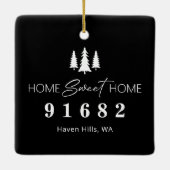 Zwart Wit Home Sweet Home Postcode Keramisch Ornament (Achterkant)