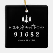Zwart Wit Home Sweet Home Postcode Keramisch Ornament (Voorkant)