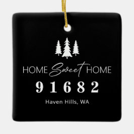 Zwart Wit Home Sweet Home Postcode Keramisch Ornament