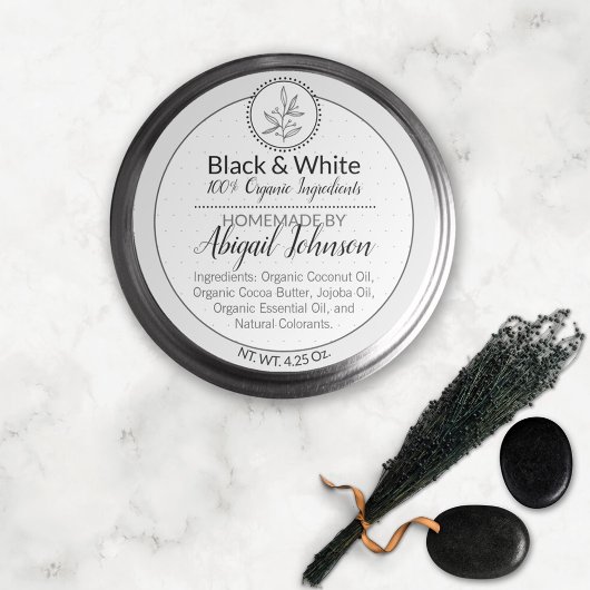 Zwart-wit Homemade Scrub of body Butter Label