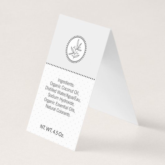 Zwart-wit Homemade Wit Etiket en Lichaamslabel | L Kaart (Achterkant)