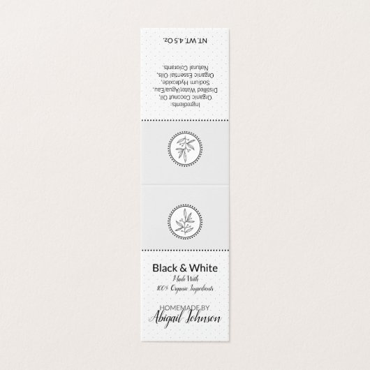 Zwart-wit Homemade Wit Etiket en Lichaamslabel | L Kaart (Buitenkant ongevouwen)