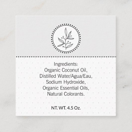 Zwart-wit Homemade Wit Etiket en Lichaamslabel | L Vierkante Visitekaartje (Achterkant)