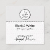 Zwart-wit Homemade Wit Etiket en Lichaamslabel | L Vierkante Visitekaartje (Voorkant)