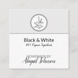 Zwart-wit Homemade Wit Etiket en Lichaamslabel | L Vierkante Visitekaartje
