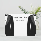 Zwart-wit homoseksueel trouwfeest Bewaar de data Save The Date (Staand voorkant)