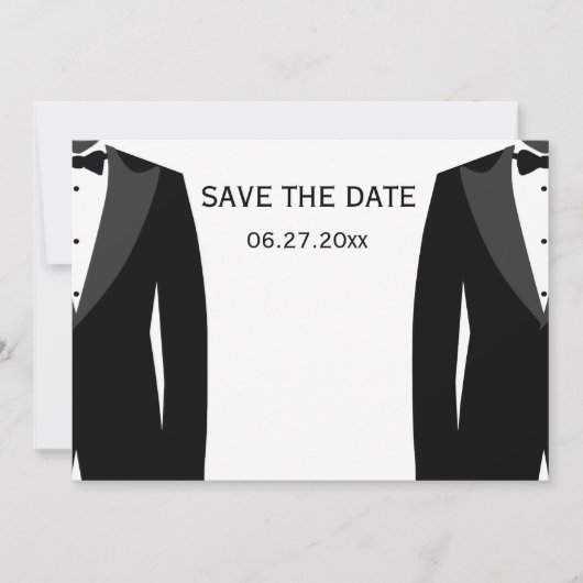 Zwart-wit homoseksueel trouwfeest 'Save The Dates' Save The Date (Voorkant)