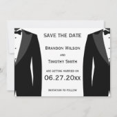 Zwart-wit homoseksueel trouwfeest 'Save The Dates' Save The Date (Achterkant)