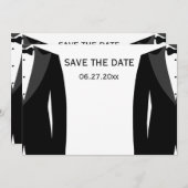 Zwart-wit homoseksueel trouwfeest 'Save The Dates' Save The Date (Voorkant / Achterkant)