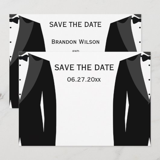 Zwart-wit homoseksueel trouwfeest 'Save The Dates' Save The Date (Voorkant / Achterkant)