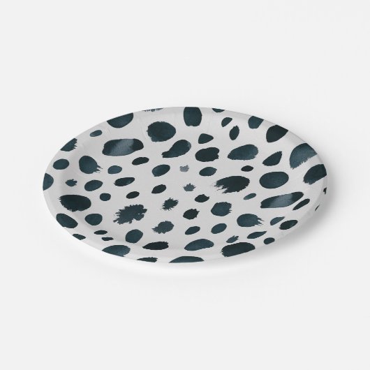 Zwart-wit Hond Dalmatische Dierenprint Stippen Papieren Bordje (Gekanteld)