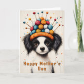 Zwart & Wit Hond, Gebreid Pet CY1 Custom Moeder Kaart (Voorkant)