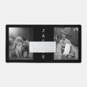 Zwart-wit Hond Mam Papa Twee Foto Collage Bureaumat (Keyboard & Muis)