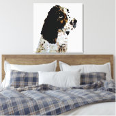 Zwart-wit Hond Schilderen Springer Spaniël Canvas Afdruk (Insitu (Slaapkamer))
