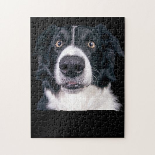 Zwart-wit honden gezicht legpuzzel (Verticaal)