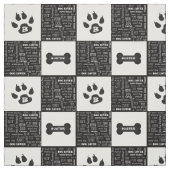 Zwart-wit hondenbot | Naam en monogram Stof (Swatch)