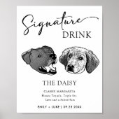 Zwart-wit Hondenbruiloft Handtekening Drink Teken Poster (Voorkant)