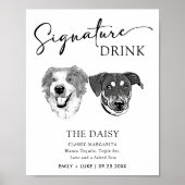 Zwart-wit Hondenbruiloft Handtekening Drink Teken Poster (Voorkant)