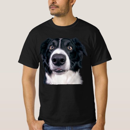 Zwart-Wit Hondengezicht T-shirt (Voorkant)
