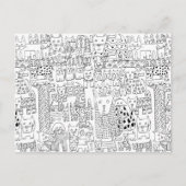 Zwart-wit hondenpatroon met puppy's briefkaart (Voorkant)