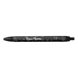 Zwart-wit hondenpootafdruk Aangepaste naam pen