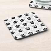 Zwart-Wit Hondenpootafdruk Patroon Onderzetter (Linkerzijde)