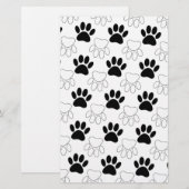 Zwart-wit hondenpootafdrukpatroon briefpapier (Voorkant / Achterkant)
