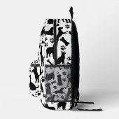 Zwart-wit hondensilhouet bedrukte rugzak (Rechts)