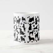 Zwart-wit hondensilhouet grote koffiekop (Voorkant)