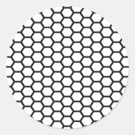 Zwart-wit Honingraat Diamant Patroon Ronde Sticker (Voorkant)