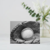 Zwart-wit honkbal briefkaart (Staand voorkant)