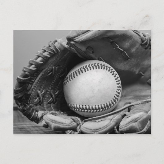 Zwart-wit honkbal briefkaart (Voorkant)