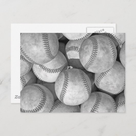 Zwart-wit honkbal briefkaart (Voorkant / Achterkant)