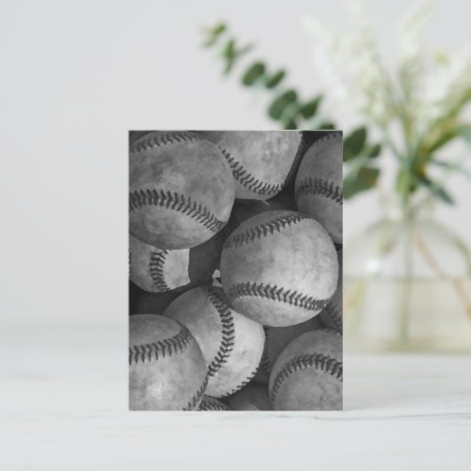 Zwart-wit honkbal briefkaart (Staand voorkant)