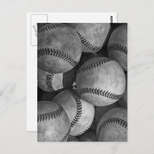 Zwart-wit honkbal briefkaart (Voorkant / Achterkant)