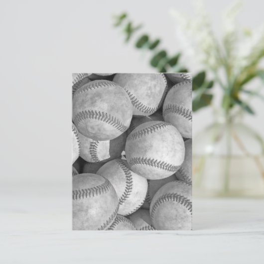 Zwart-wit honkbal briefkaart (Staand voorkant)