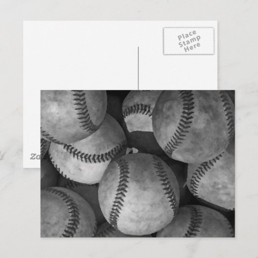 Zwart-wit honkbal briefkaart (Voorkant / Achterkant)