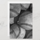 Zwart & Wit Honkbal Briefpapier (Voorkant / Achterkant)