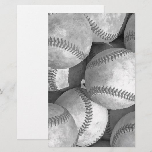 Zwart-wit honkbal briefpapier (Voorkant / Achterkant)