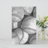 Zwart-wit honkbal briefpapier (Staand voorkant)