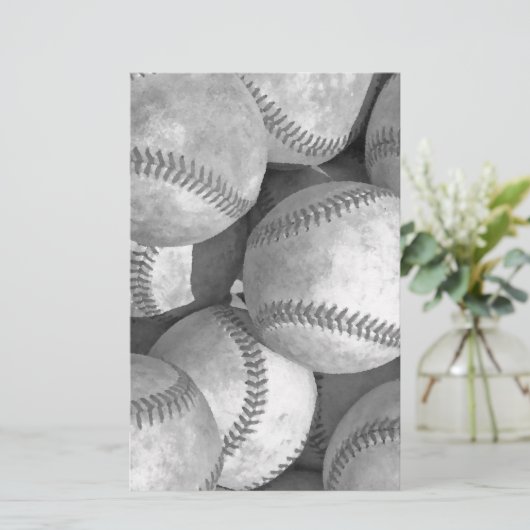 Zwart-wit honkbal briefpapier (Staand voorkant)