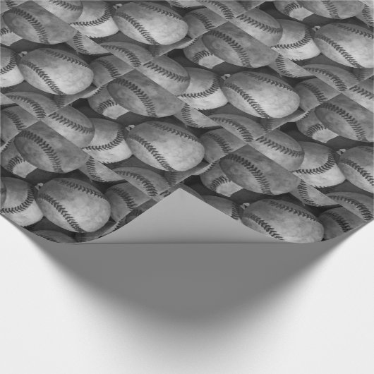 Zwart-wit honkbal cadeaupapier (Hoek)