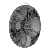 Zwart-wit honkbal dartbord (Voorkant Links)