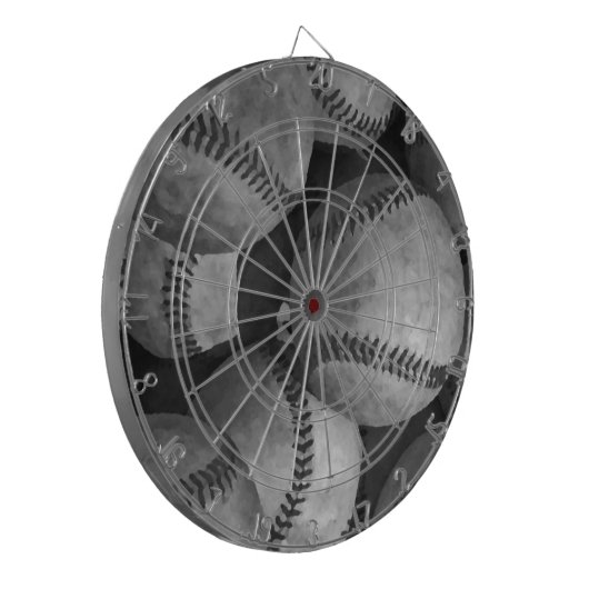 Zwart-wit honkbal dartbord (Voorkant Links)